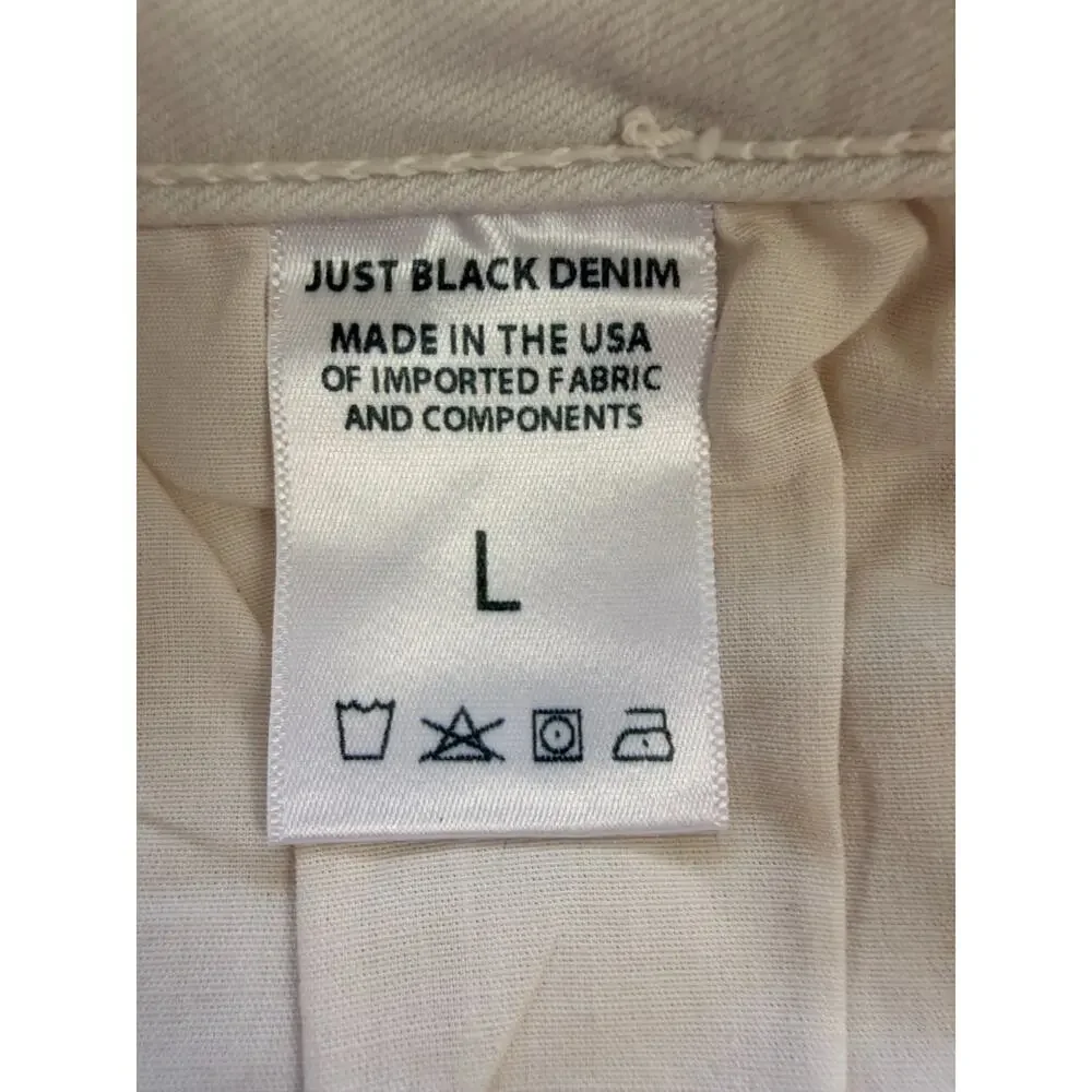 Just Black Denim A-Line Mini Skirt NWT Oat Beige Neutral Large Raw Released Hem